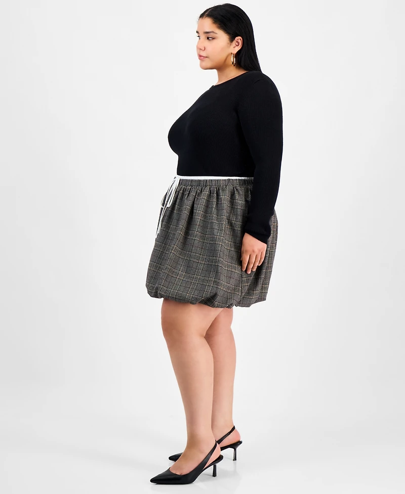 Bar Iii Trendy Plus Plaid Bubble Mini Skort, Macy's Exclusive