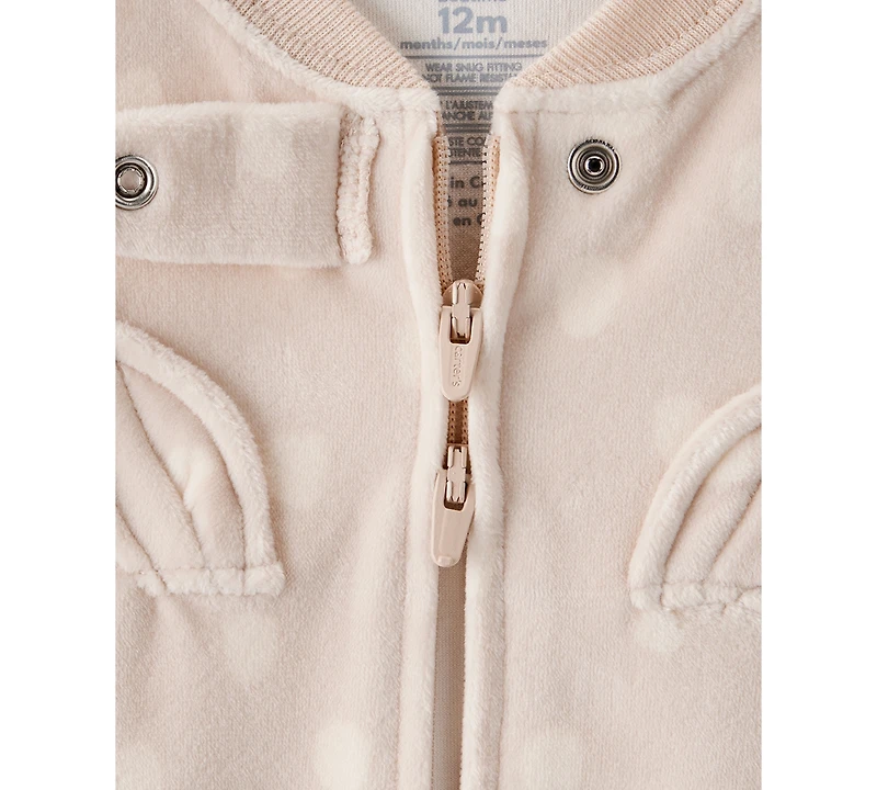 Carter's Baby Girls Deer-Print Velboa Loose-Fit Long-Sleeve 2-Way-Zip 1-Piece Footed Pajamas