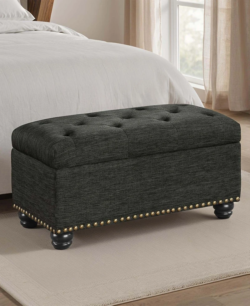 Convenience Concepts 35.5" Faux Linen 7th Avenue Storage Ottoman