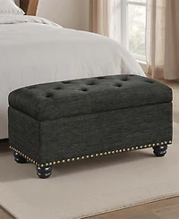 Convenience Concepts 35.5" Faux Linen 7th Avenue Storage Ottoman