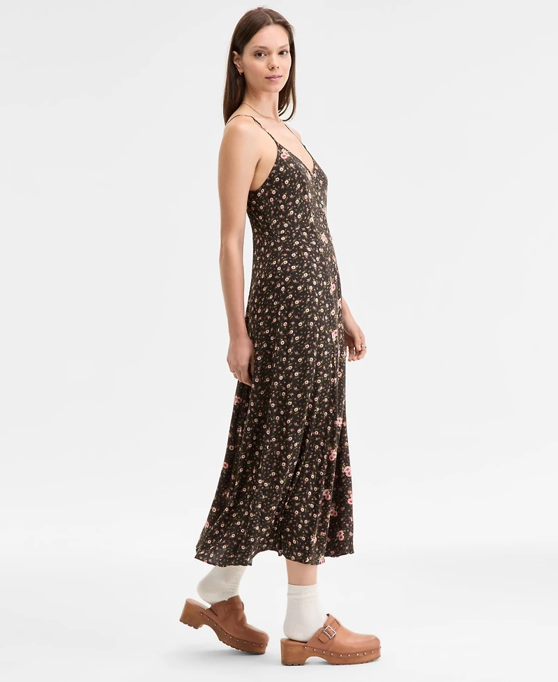 Lucky Brand Print Mix Button Through Midi Dress