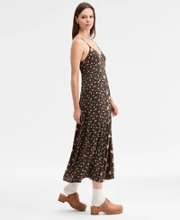 Lucky Brand Print Mix Button Through Midi Dress