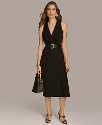Donna Karan New York Women's V-Neck Sleeveless Midi Dress