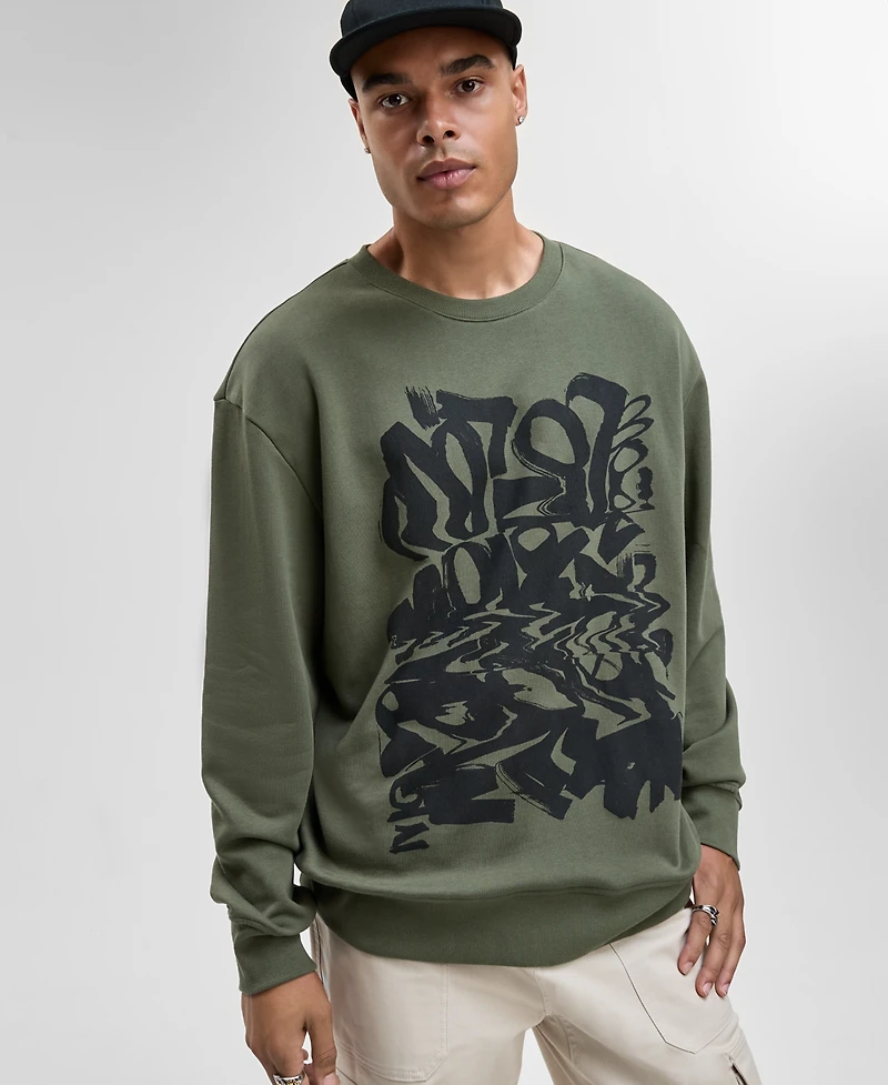 Mode of One Men's Relaxed-Fit Scribble Graphic Sweatshirt, Macy's Exclusive