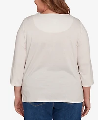 Alfred Dunner Plus Classic Harvest Basket Crew Neck Top