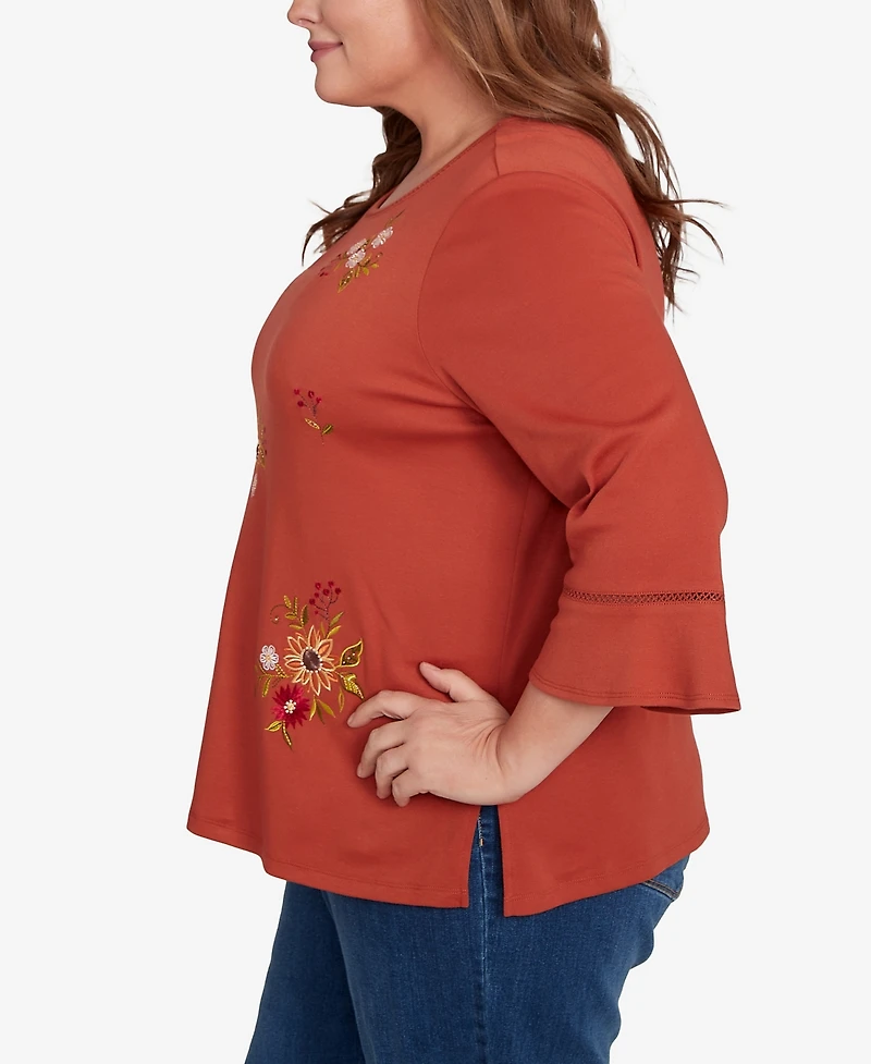 Alfred Dunner Plus Classic Tossed Floral Flutter Sleeve Top