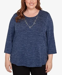 Alfred Dunner Plus Classic Melange Side Button Top