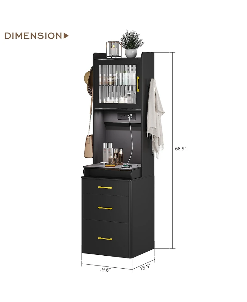 Vlsrka 3-in-1 Vanity Desk with Led Sensor Light, Flip Mirror and Drawers