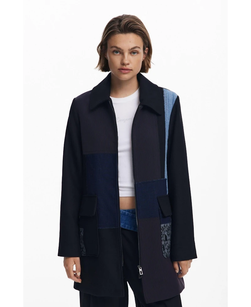 Desigual Women's Straight patchwork coat