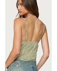 Edikted Women's Embroidered Button Up Tank Top