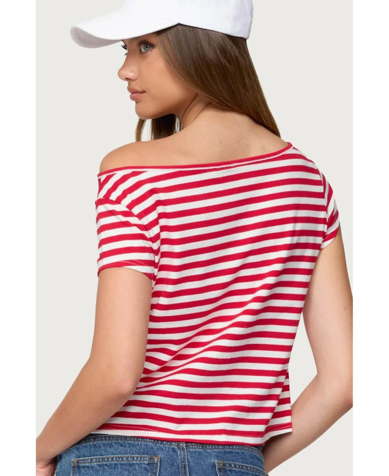 Edikted Women's Aretha Striped Off Shoulder Top