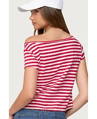 Edikted Women's Aretha Striped Off Shoulder Top
