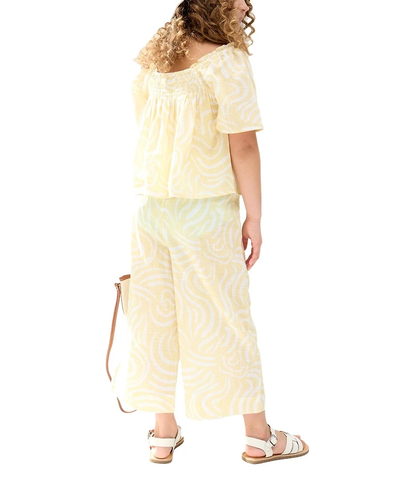 Raffya Kids Little Girls Nia Shirred Neck Zebra Swirl Print Co-Ords Set