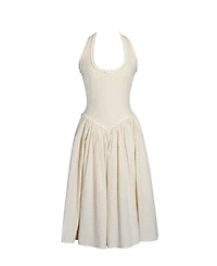 Miss Circle Women's Idella Yellow Gingham U Neck Midi Dress