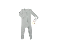 Baby Grey By Everly Convertible Romper Fitted Long Sleeve Pajama