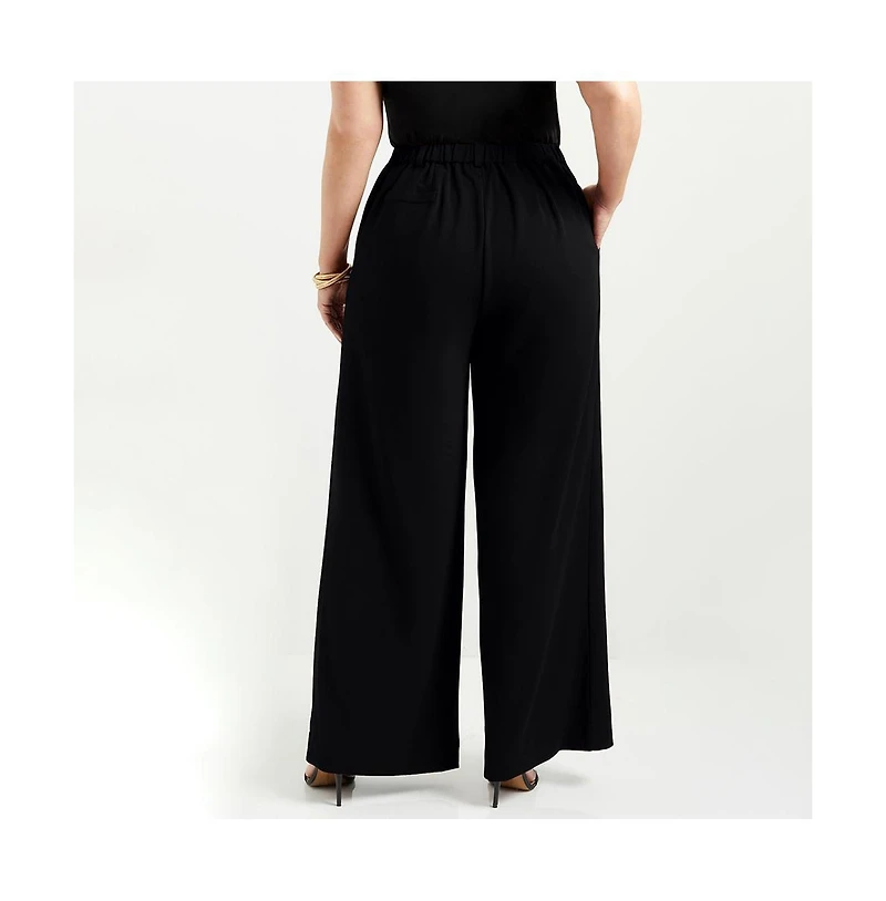 June + Vie Women's Pleated Wide-Leg Trousers