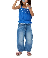 Raffya Kids Tilly Blanket Stitch Peplum Hem Blouse