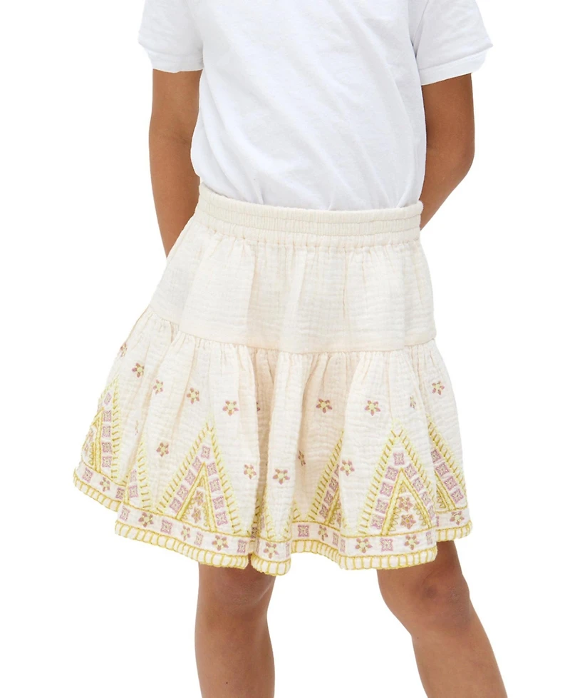 Raffya Kids Little Girls Staranisse Tiered All Over Embroidered Skirt