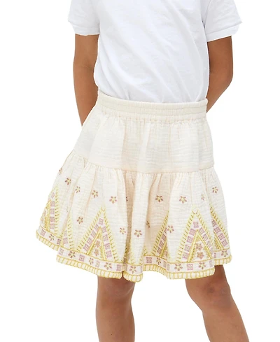 Raffya Kids Little Girls Staranisse Tiered All Over Embroidered Skirt