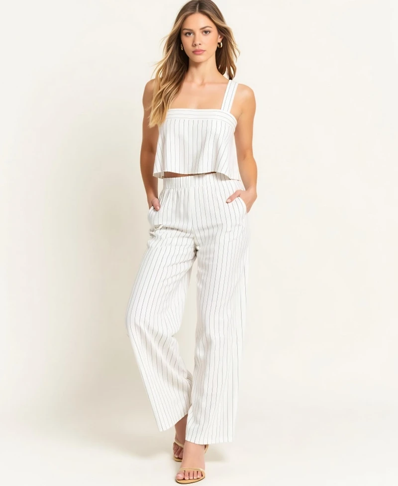 Modenaire Women's Striped Open Back Two-Piece Set