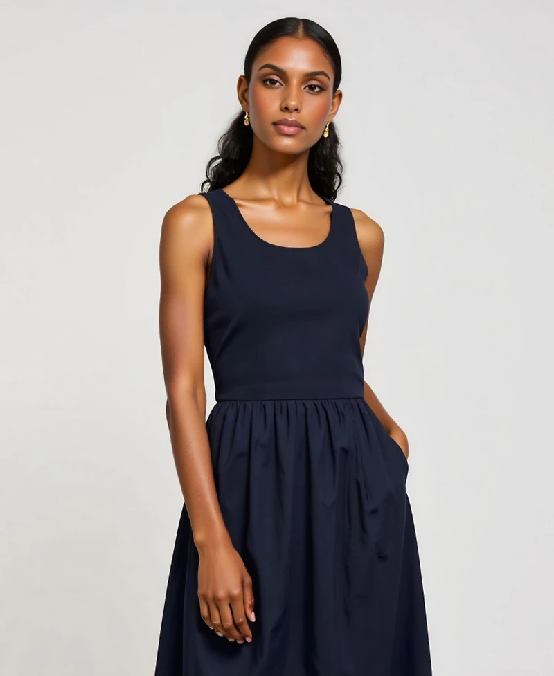 Modenaire Women's Sleeveless Fit-And-Flare Seam Waist Maxi Dress