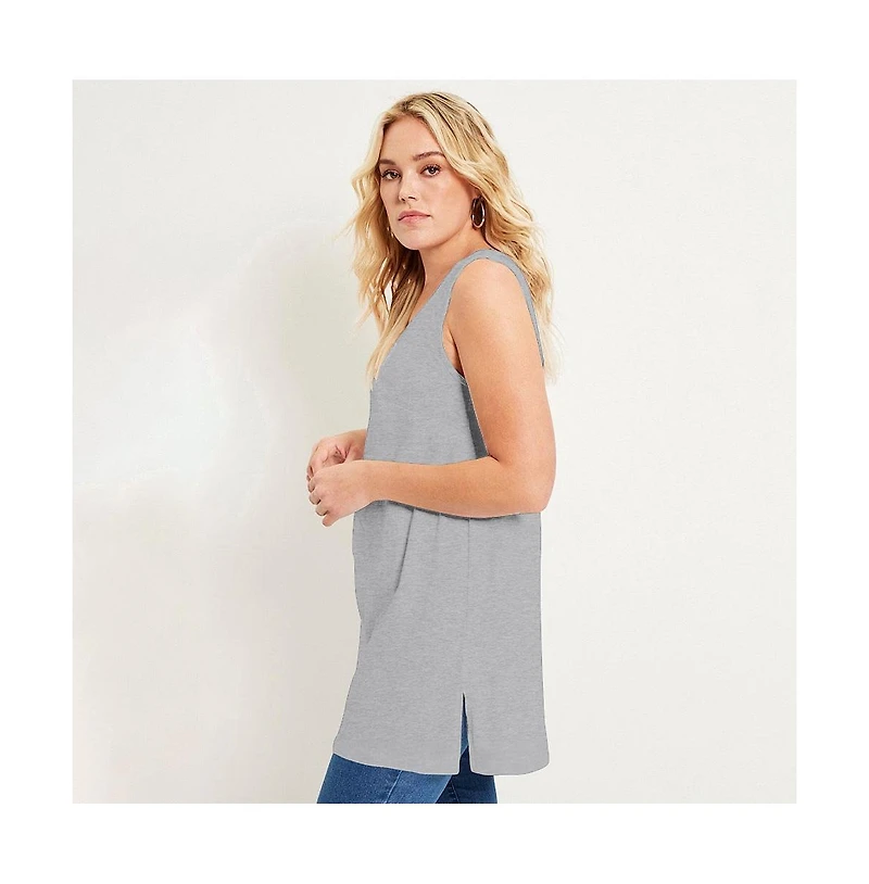 June + Vie Women's Plus Size Scoopneck One + Only Tunic Tank