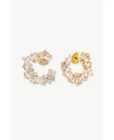 Classicharms Crescent Baguette Cubic Zirconia Stud Earrings