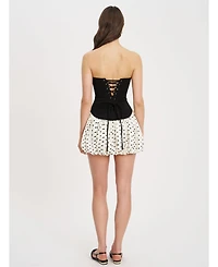 Miss Circle Women's Dahliana Polka Dot Bubble Hem Corset Mini Dress