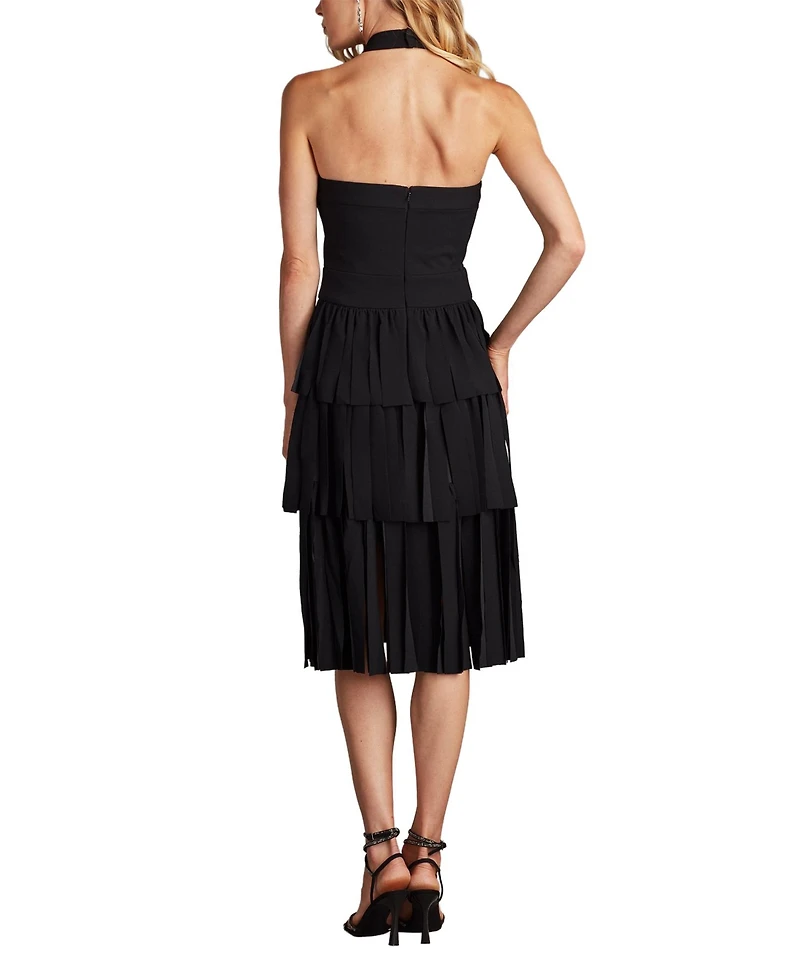 Tadashi Shoji Women's Darla Fringe Halter Dress