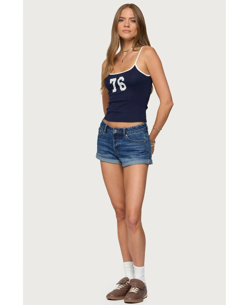 Edikted Women's Rylin Low-Rise Denim Shorts