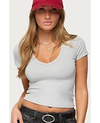 Edikted Women's Moraya V Neck T Shirt