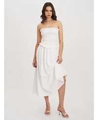 Miss Circle Women's Quadiya Smock Top Strapless Drop Waist Midi Dress