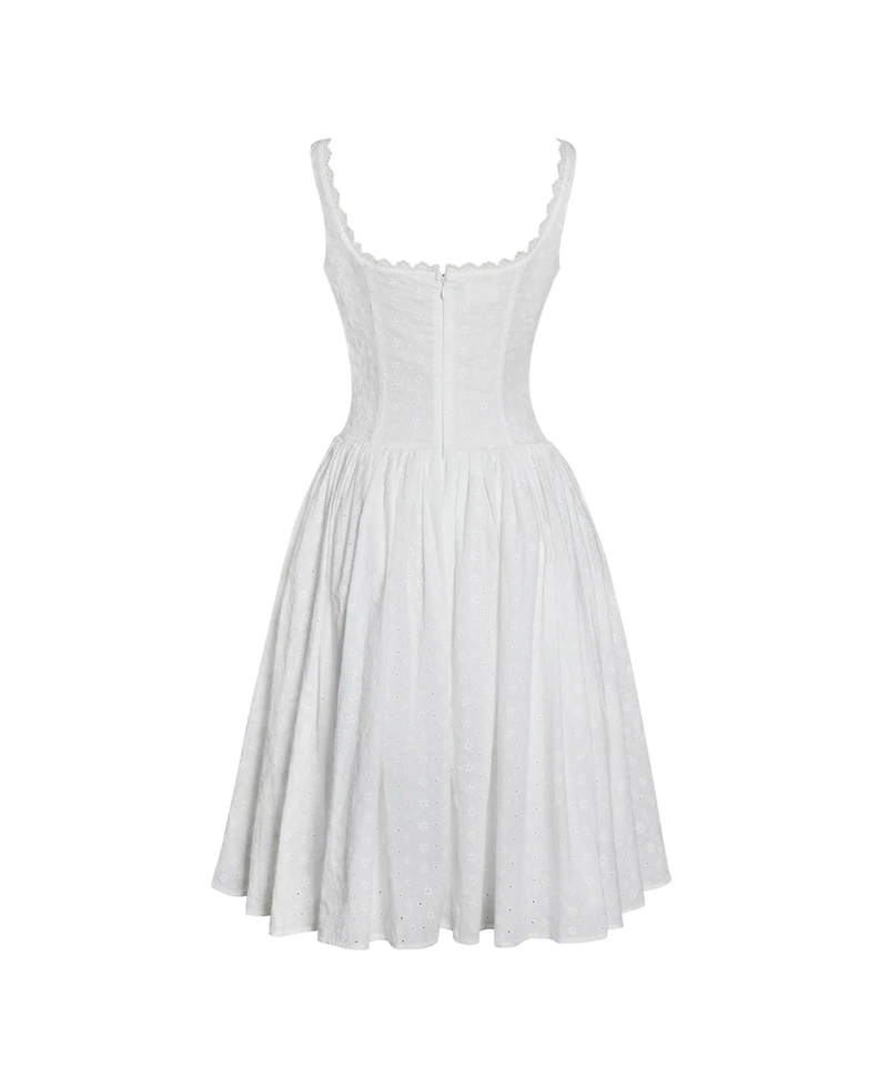 Miss Circle Women's Madison Cotton Eyelet Square Neck Midi Dress