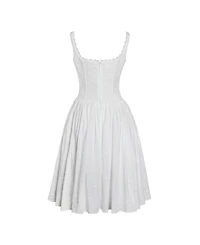 Miss Circle Women's Madison Cotton Eyelet Square Neck Midi Dress