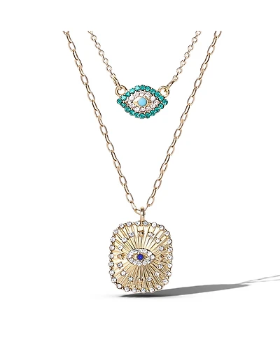 Jessica Simpson Gold-Tone Layered Evil Eye Pendant Necklace Set