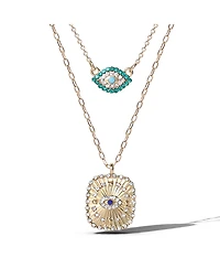 Jessica Simpson Gold-Tone Layered Evil Eye Pendant Necklace Set