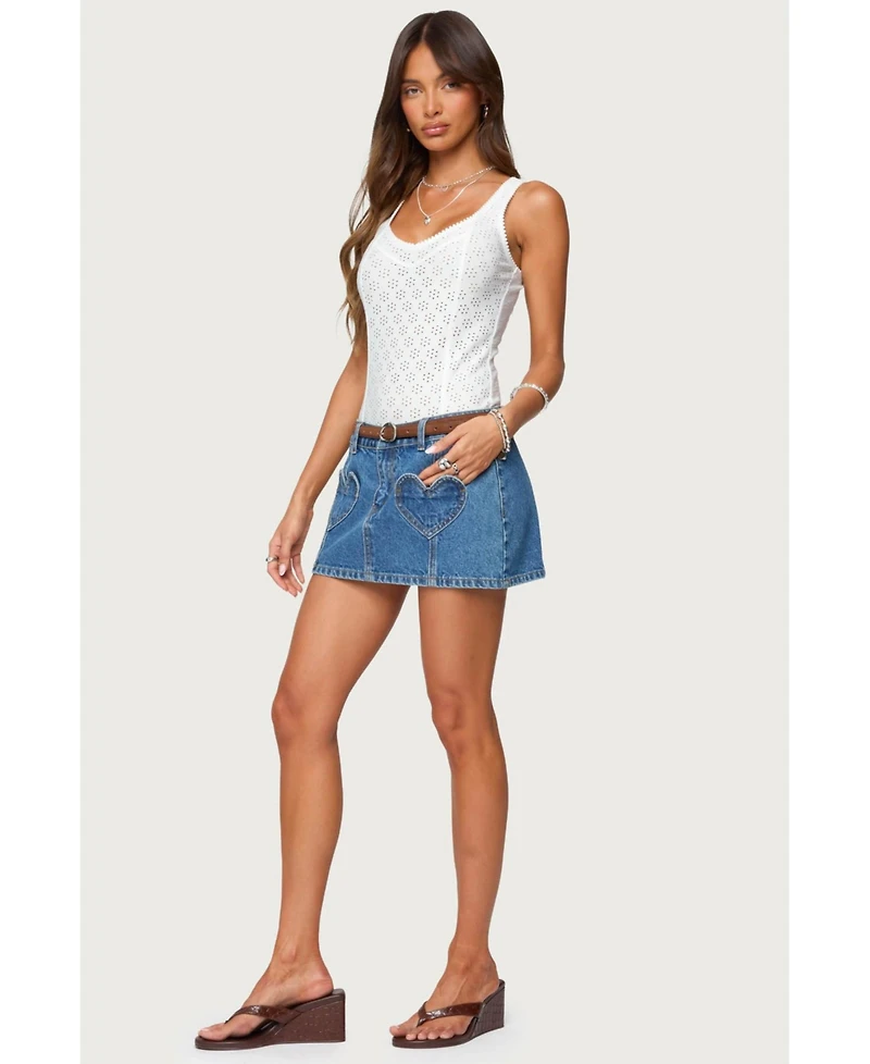Edikted Womens Clementina Eyelet Bodysuit