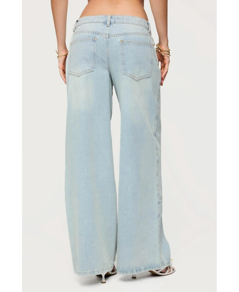 Edikted Womens Teela Lacey Low Rise Carpenter Jeans