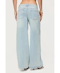 Edikted Womens Teela Lacey Low Rise Carpenter Jeans