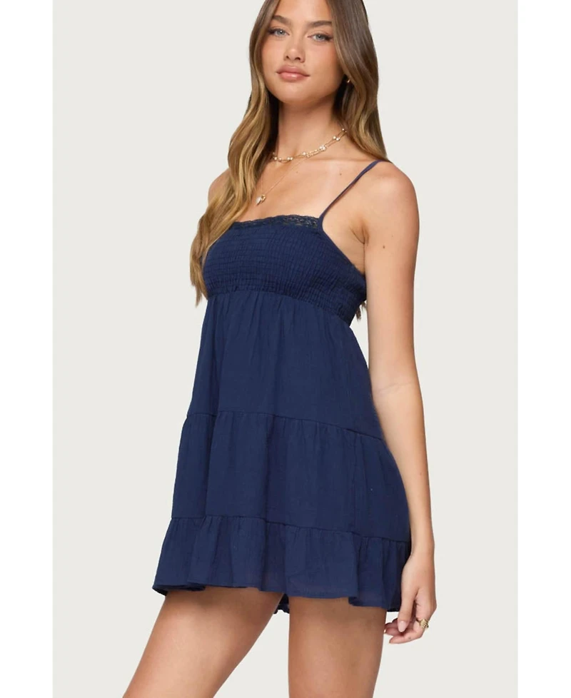 Edikted Women's Calley Scrunchy Tiered Mini Dress