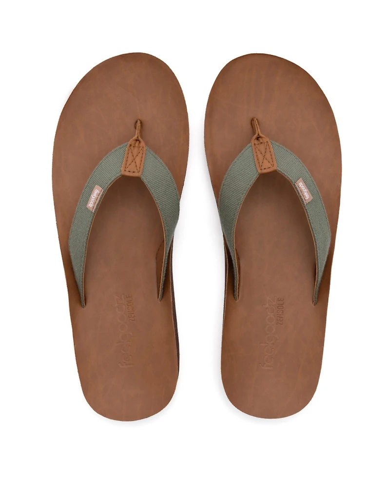 Feelgoodz Men's Men s Zensole Kinderz Faux Leather Flip-Flop Thong Sandals