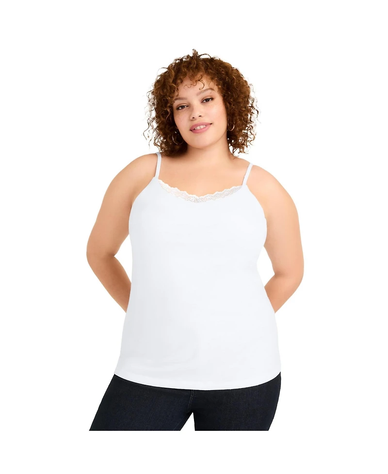 June + Vie Women's Plus Size Lace-Trim Bra Cami