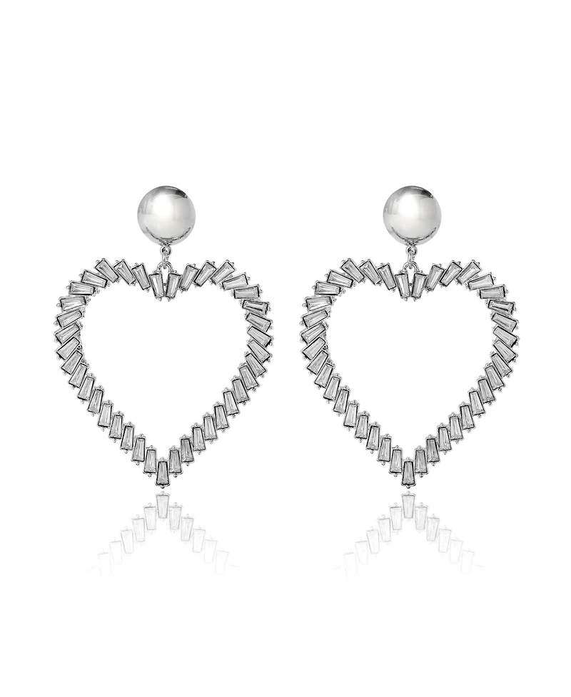 BCBGeneration Silver-Tone Heart Hoop Earrings