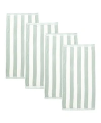 Linery & Co. 100% Cotton Velour Cabana Stripe Beach Towel, 4 Pack - 30" x 60"