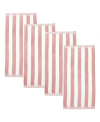 Linery & Co. 100% Cotton Velour Cabana Stripe Beach Towel, 4 Pack - 30" x 60"