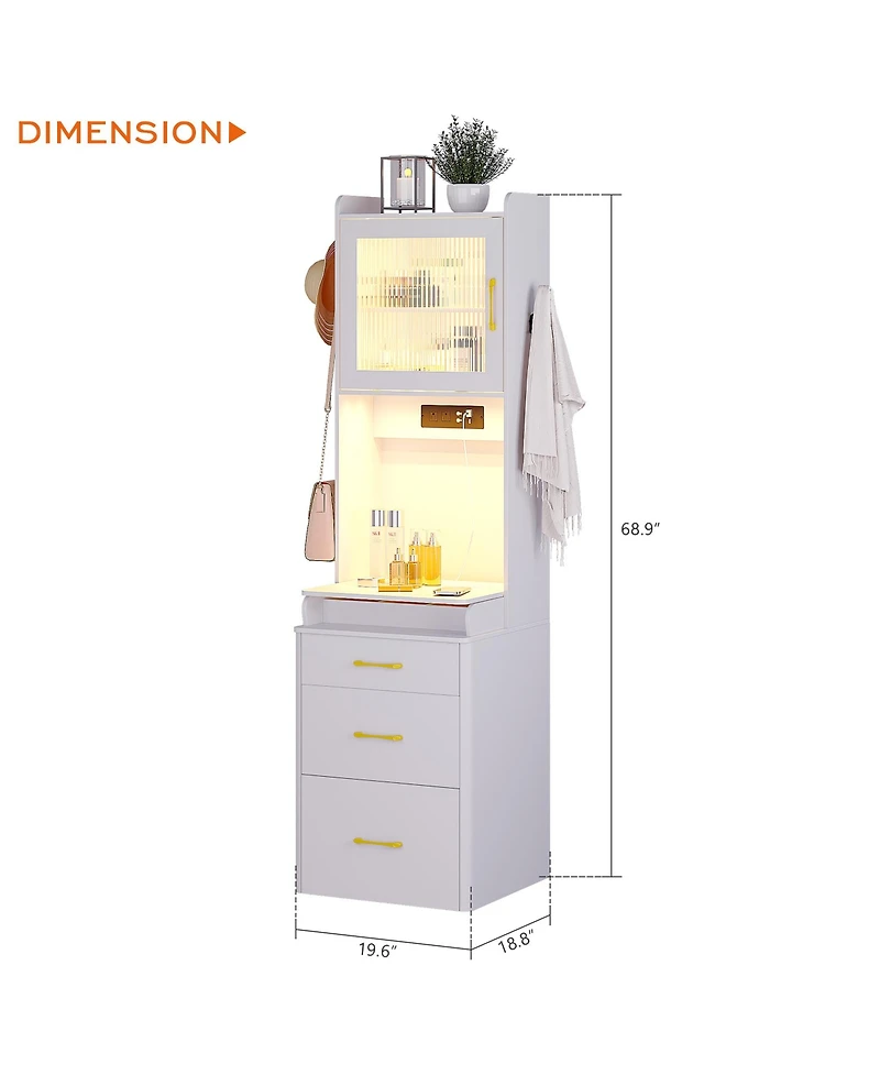 Vlsrka 3-in-1 Vanity Desk with Led Sensor Light, Flip Mirror and Drawers