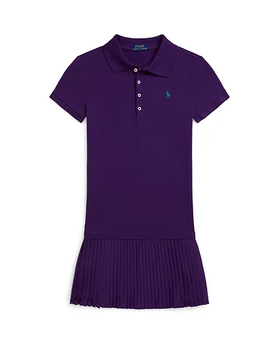 Polo Ralph Lauren Big Girls Pleated Stretch Mesh Dress
