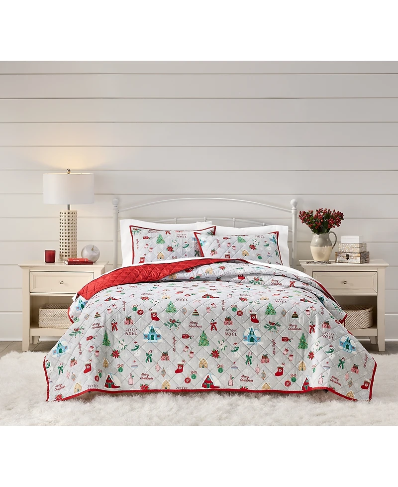 Holiday Lane Holiday Icons 4-Pc. Quilt Tote Set, Full/Queen, Exclusively at Macy's