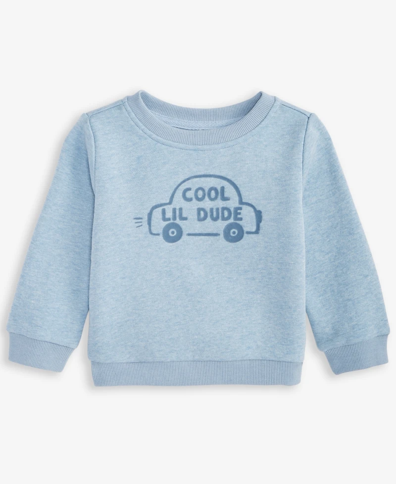 First Impressions Baby Boys Long-Sleeve Cool Lil Dude Fleece Sweatshirt, Exclusively at Macy's