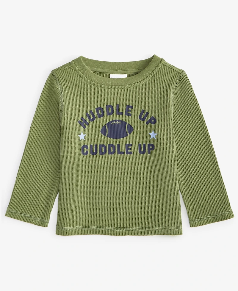 First Impressions Baby Boys Long-Sleeve Huddle Up Graphic Waffle T-Shirt, Exclusively at Macy's